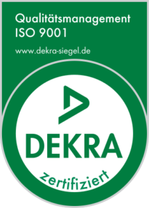 Siegel DEKRA zertifiziert für ISO 9001 -Qualitätsmanagement